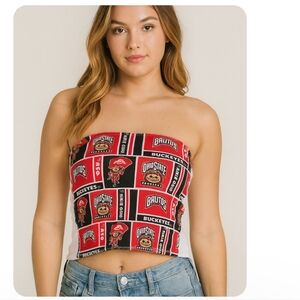 Ohio State Buckeyes Tube Top Bandeau | OSU Brutus Print | Size Small